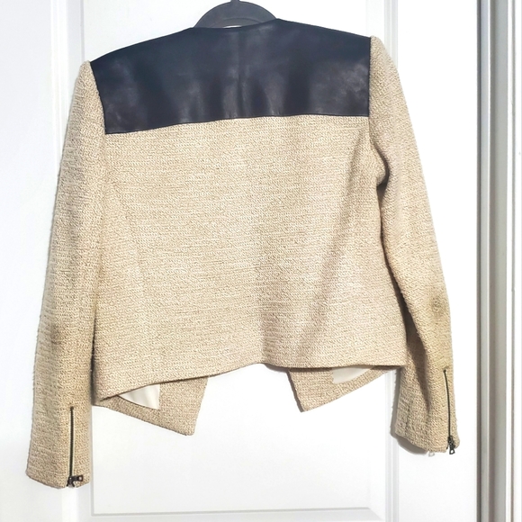 Alice + Olivia Leather Wool Blazer Size 6 - Picture 2 of 5